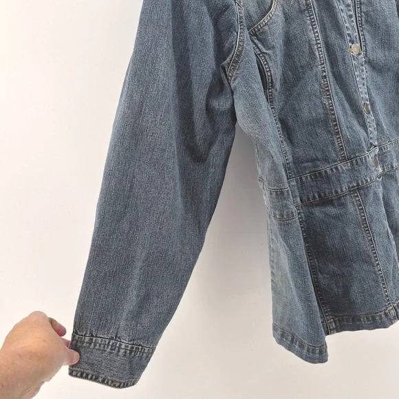 Venezia Womens Denim Jacket Blue Button Front Plus Size 22 24 Western Barn Coat - Picture 5 of 12